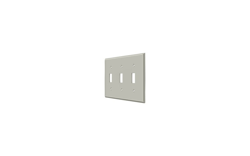 Deltana SWP4763U3 Switch Plate; Triple Standard; Bright Brass Finish, Satin Nickel