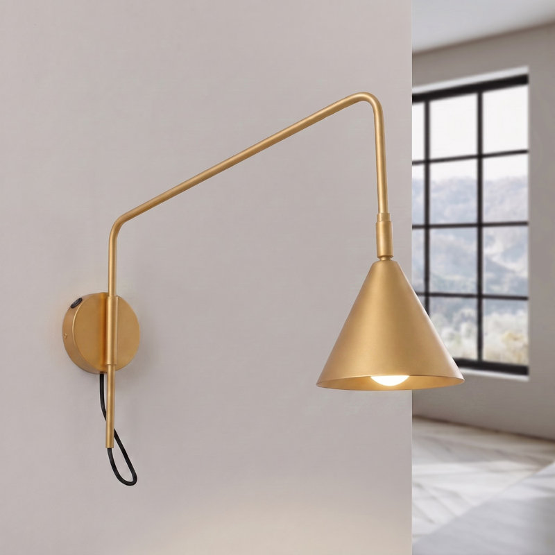 Nox Steel Flush Mounted Sconce, Wall lamp NOX 1 golden with a switch, Gold, 1 Light