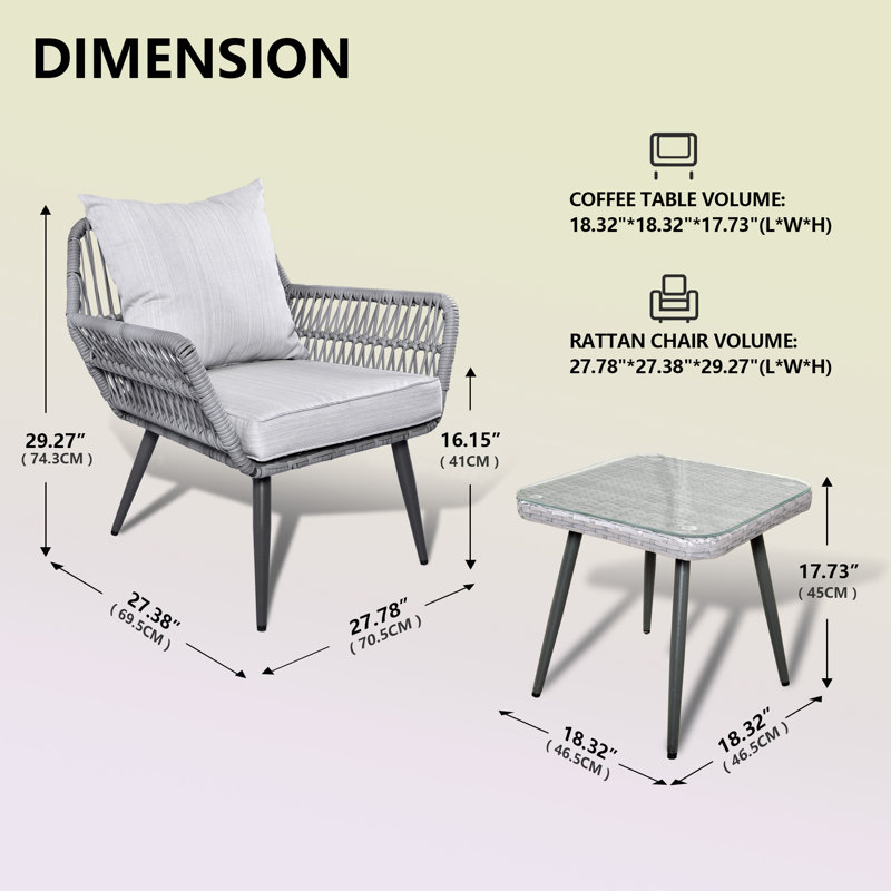 Barrantes 2 - Person Rattan Seating Group with Cushions