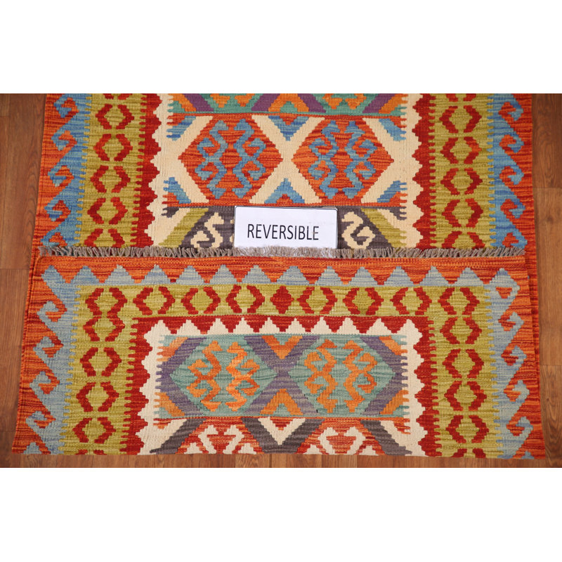 Multolor Kilim Reversible Wool Rug 4x6