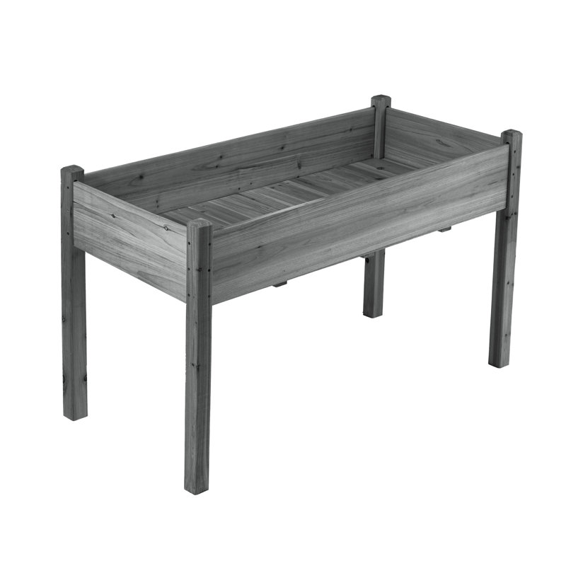 Handmade Wood Raised Garden Bed, Gray