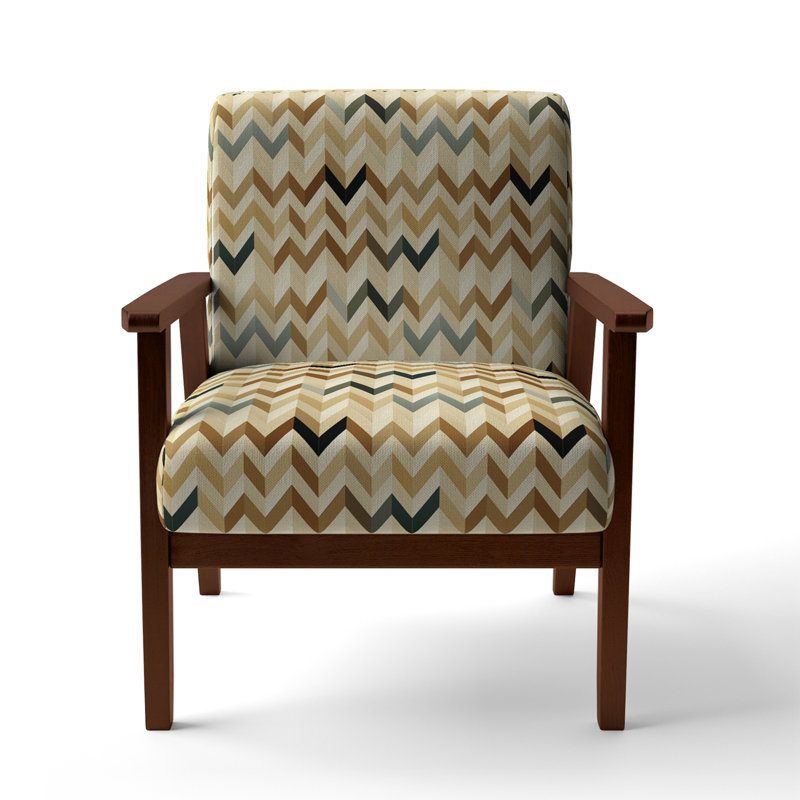 Cantina 23'' Wide Armchair, Beige Polyester, Brown Square Arms