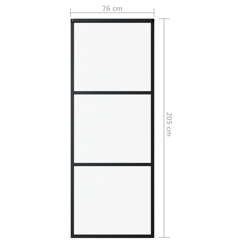 Black Aluminum and ESG Glass Sliding Door 29.9" x 80.7"