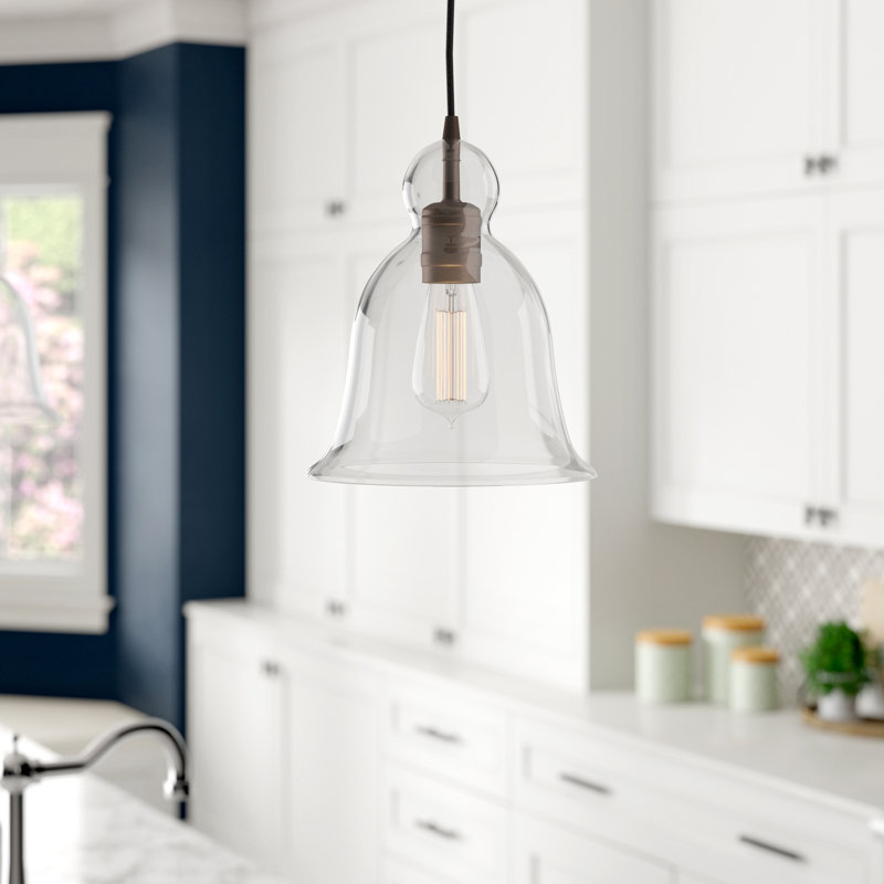 Luminaire suspendu 1 lumière à une cloche, Bronze brillant