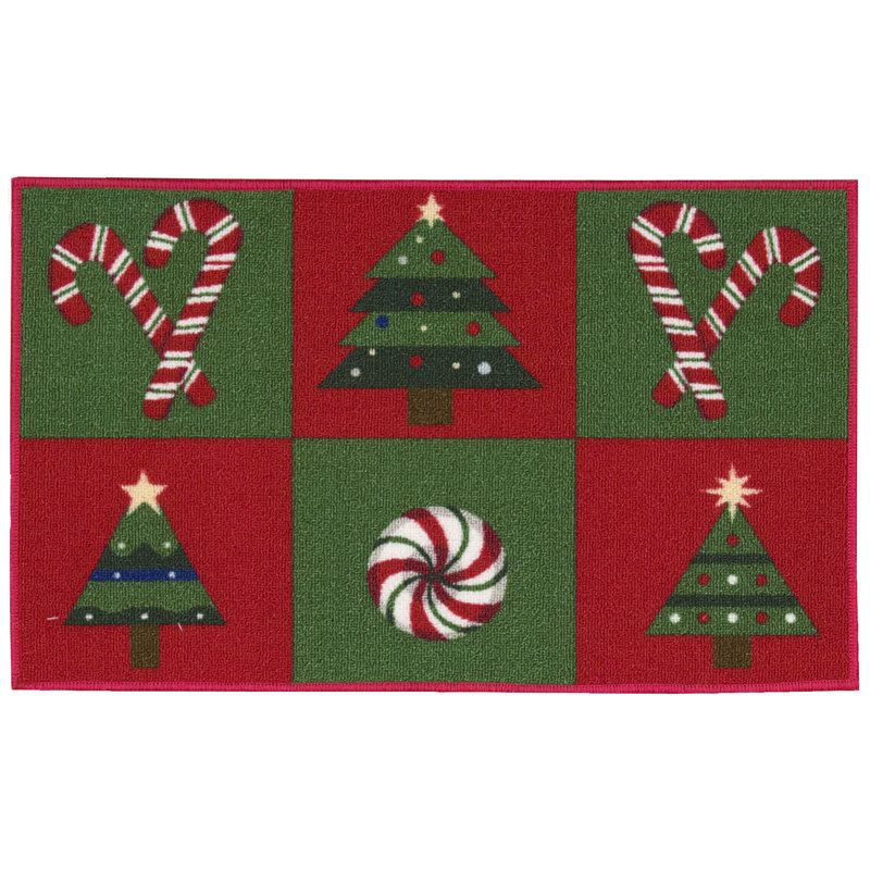 Tapis rouge/vert pour cannes à sucres & trees, Rectangle 1 pi 5 po x 2 pi 4 po