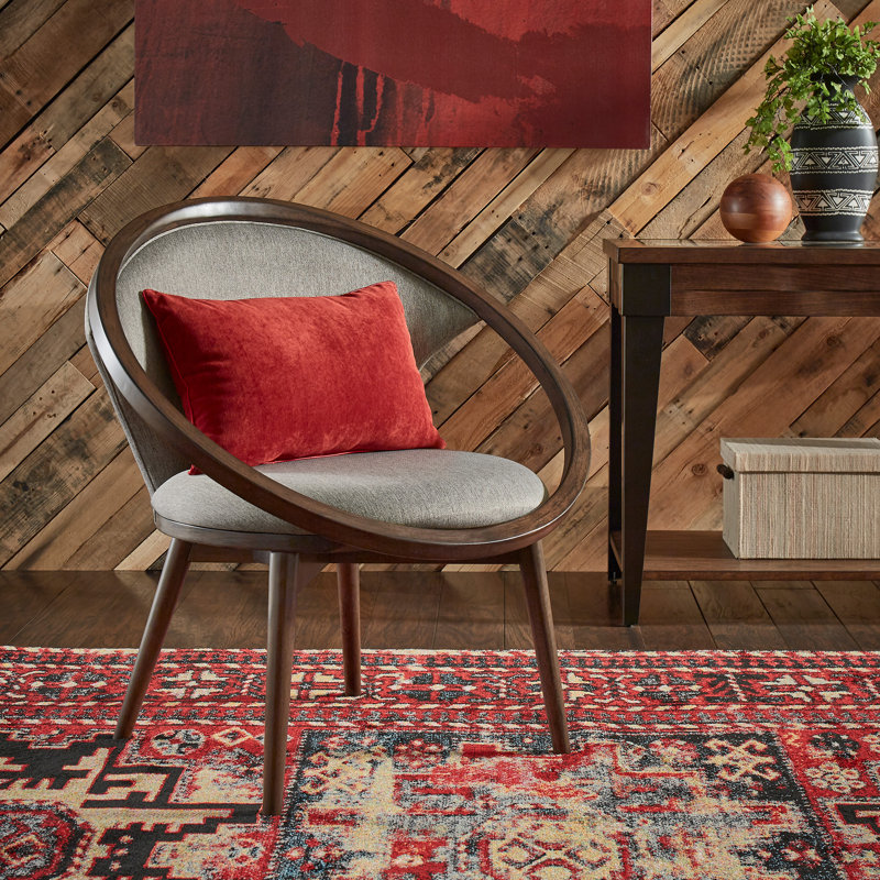 Fauteuil demi-tonneau d'appoint en polyester 32 po Esteen, Noyer