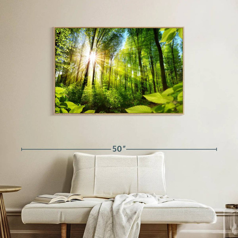 Forêt ensoleillée, Cadre flottant en bois naturel, 40 po x 27 po