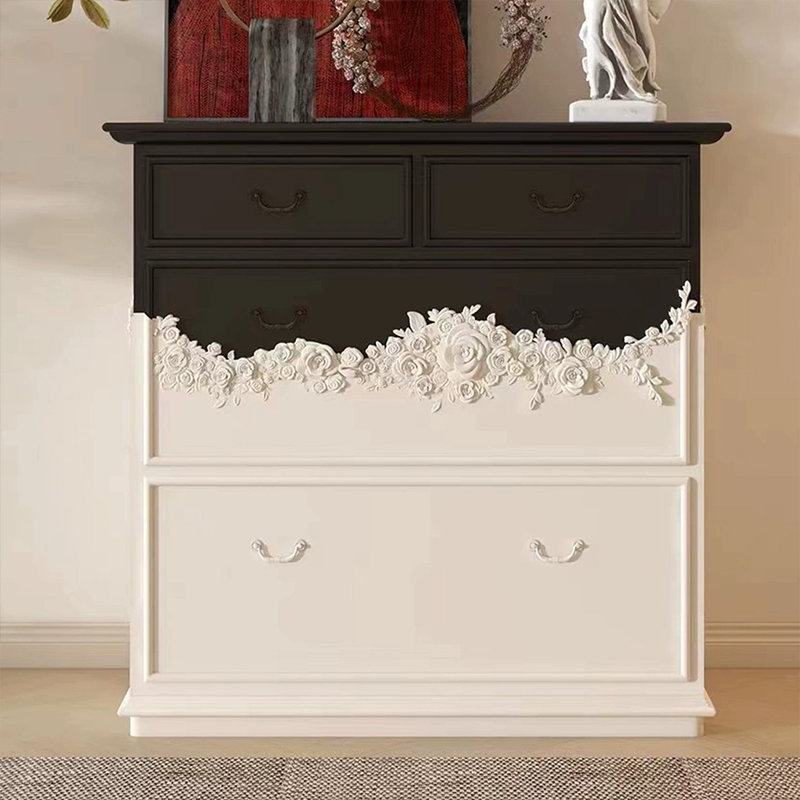 Buffet décoratif rétro en bois massif noir