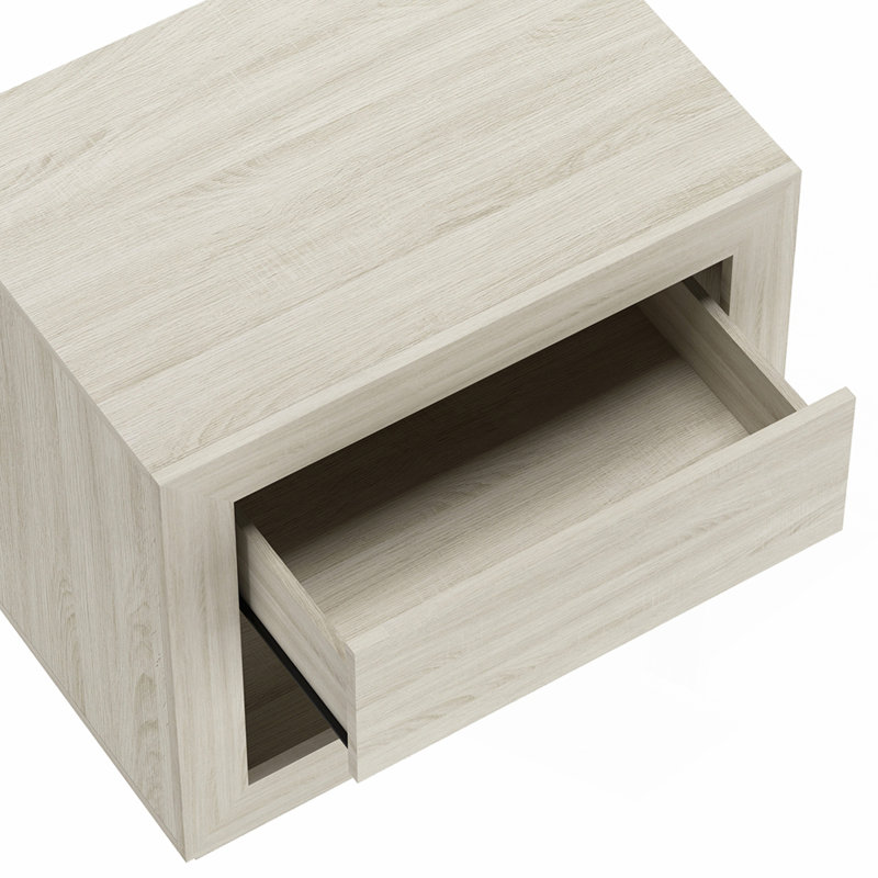 Table de chevet en chêne blanchi, 24" H x 18.3" W x 26" D