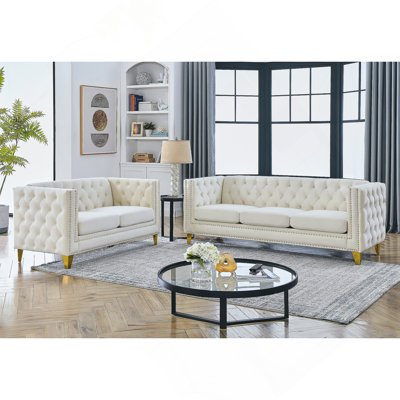 3-Seater + 2-Seater Combination Sofa.GREY VELVET