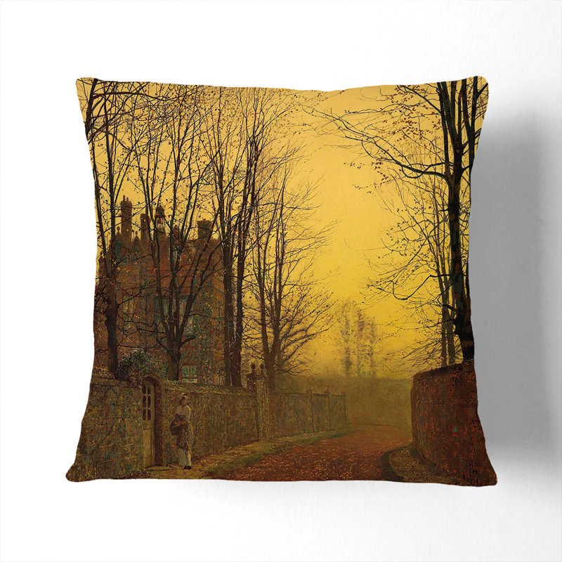 An Autumn Lane Scatter Cushion, 55cm H x 55cm W x 20cm D, Stone
