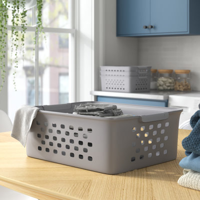 Medium Plastic Storage Baskets, Gray