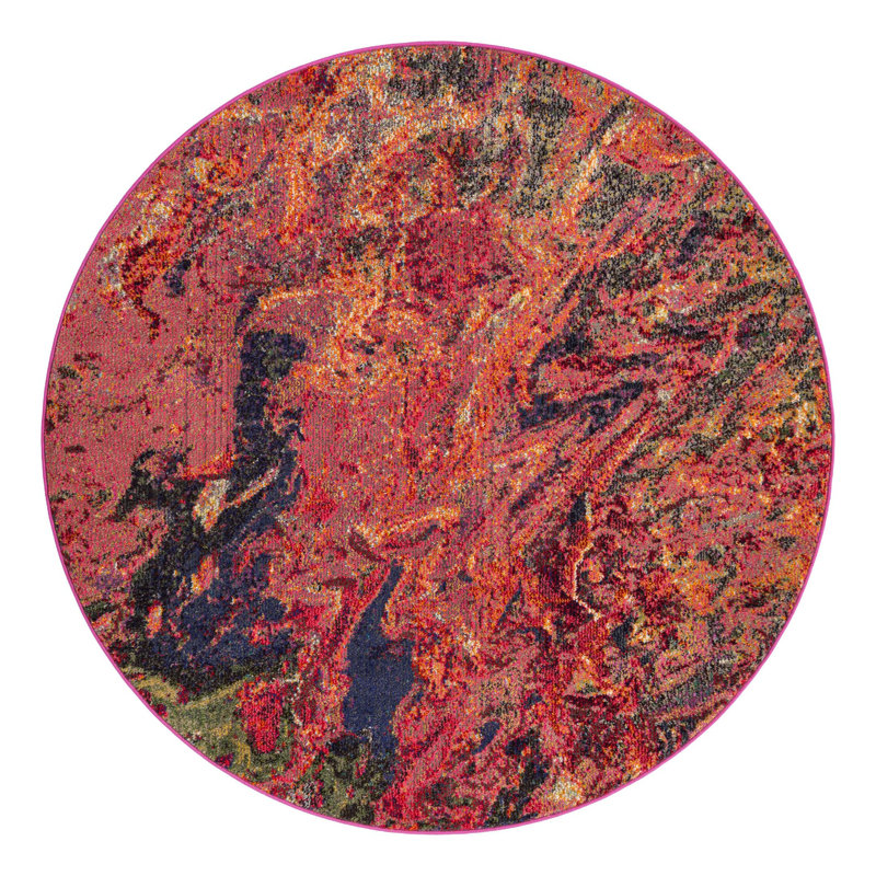 Ansela Washable Abstract Indoor Rug, Round 5'3"