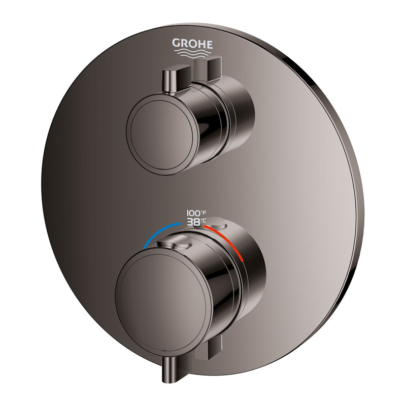 GROHE Grohtherm 2-Handle Shower Thermostatic Valve Trim Kit, Hard Graphite