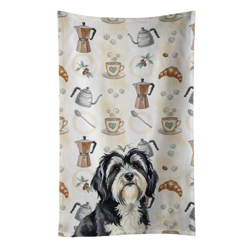 Serviette de cuisine Coffee Bar, Terrier tibétain noir et blanc