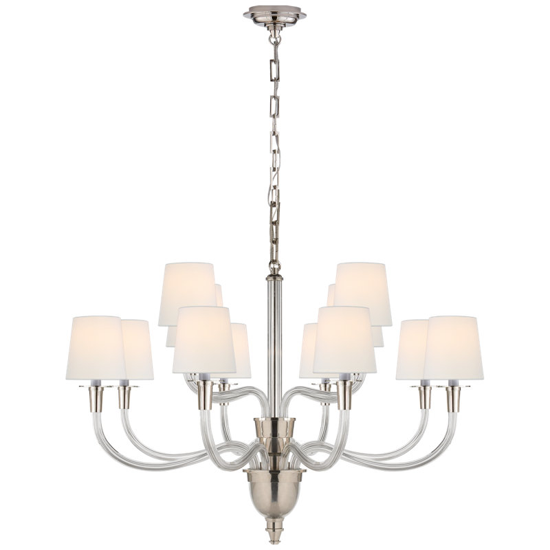 Thomas O'Brien Vivian Large Two-Tier Chandelier, Polished Nickel, Fabric