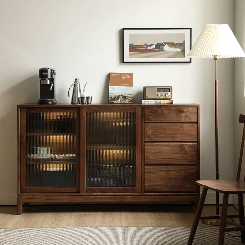 Solid Wood Black Walnut Simple Storage Locker 59.06'' Solid Wood Sideboard