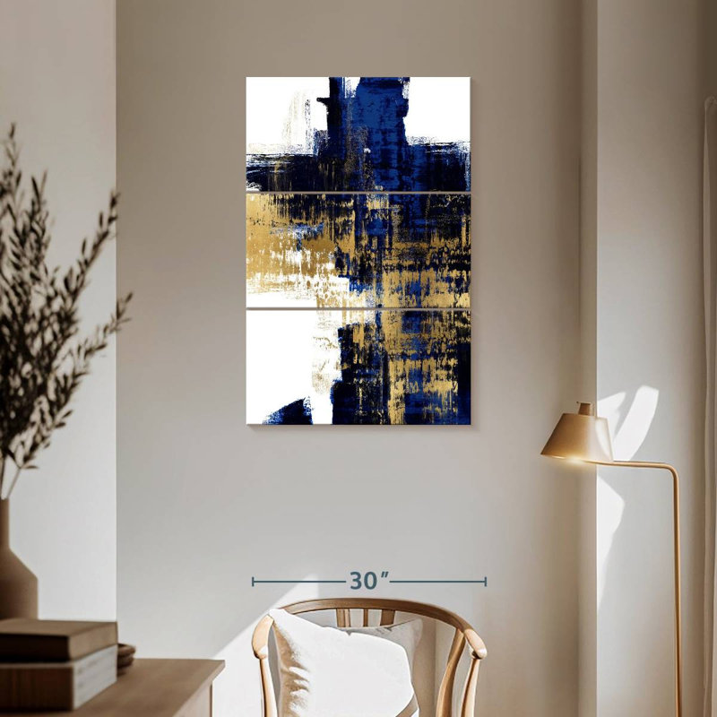 Avery Dynamic Gold On Blue II, 57" H x 36" W