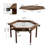 Hexagon 2-in-1 Board Game & Dining Table for 6 Players, Solid Wood Legs, Removable Top, Felt Play Mat & Rotating Cup Holders, Rustic Brown