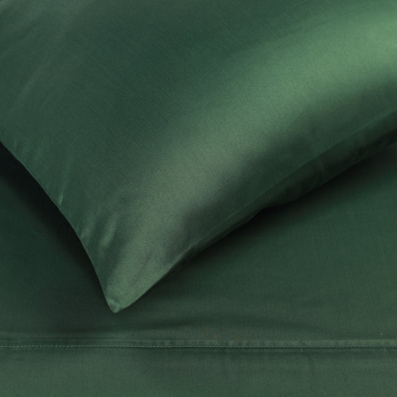 Ensemble de draps 300 po, Ensemble de draps pour lit double + un drap-housse, Vert forêt