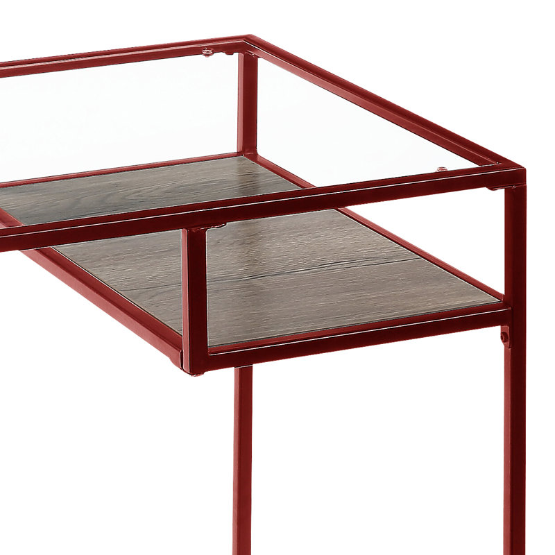 Bureau Yasin avec plateau en verre et finition rouge