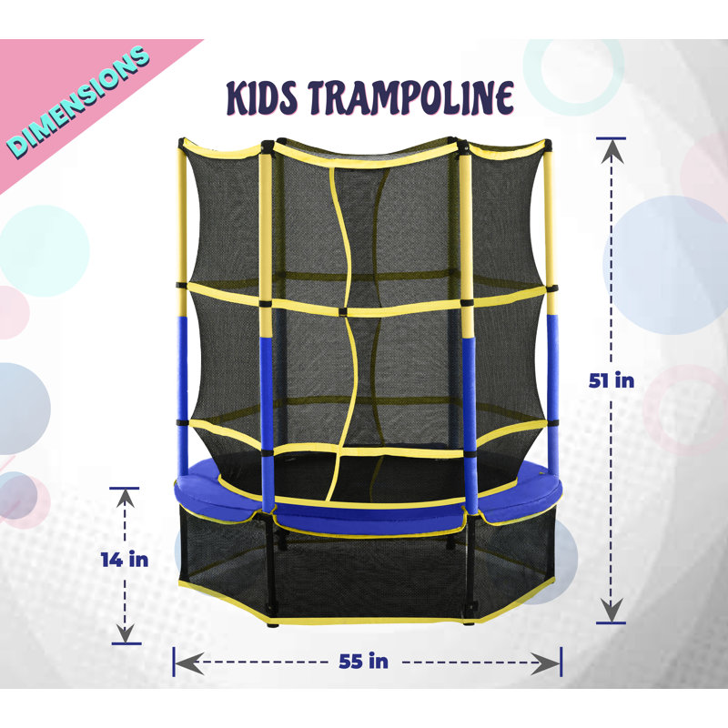Machrus Upper Bounce 55" Kiddy Trampoline & Enclosure Set - Easy Assembly