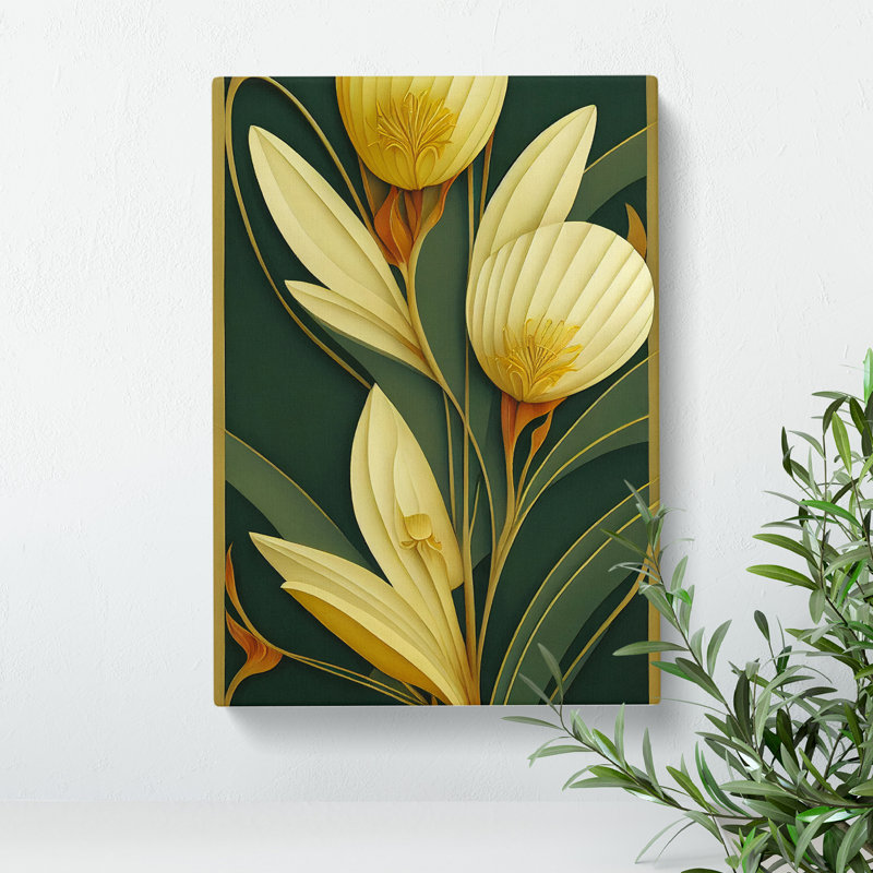 Classical Flower Art No.1 - Wrapped Canvas Print, 50cm H x 35cm W