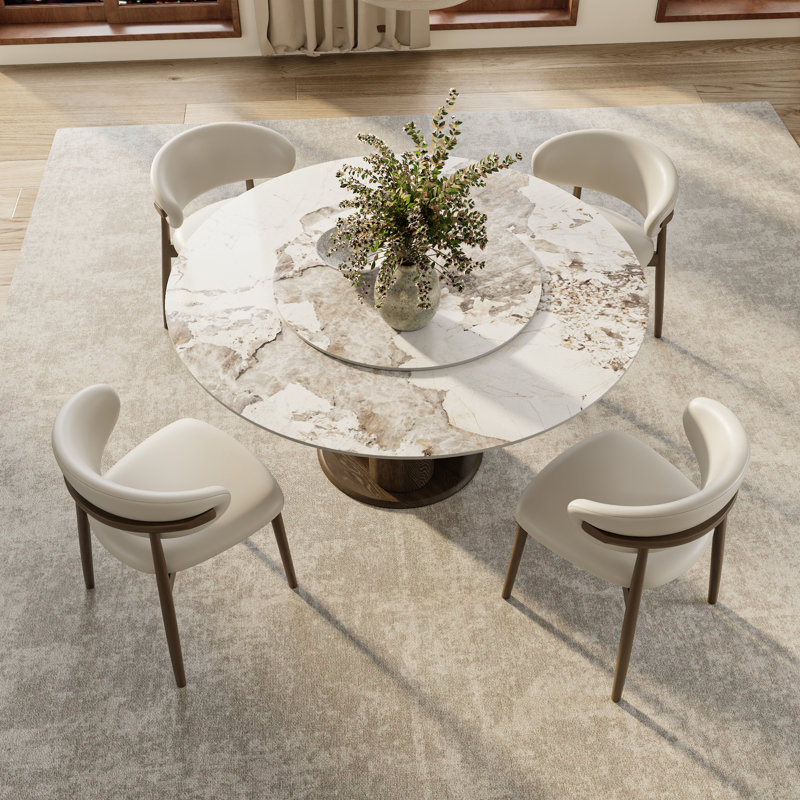 Ensemble de table de salle à manger 5 pièces Amberly pour 4, 1 table de cuisine Lazy Susan et 4 chaises, Multi-couleur