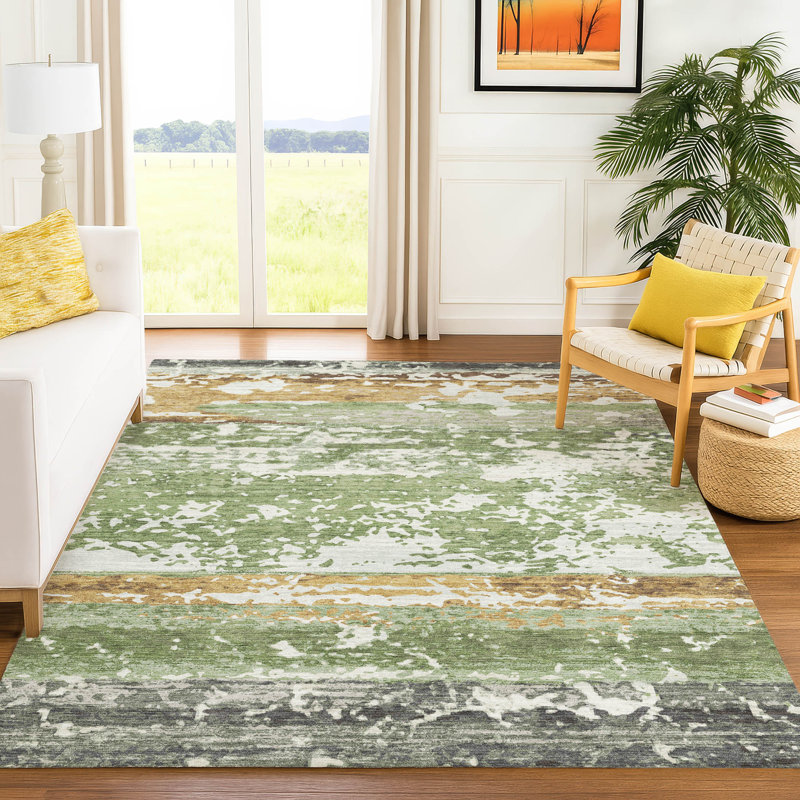 Tapis intérieur / extérieur lavable à la machine Lanphear ACN2398, Rectangulaire 8 pi x 10 pi