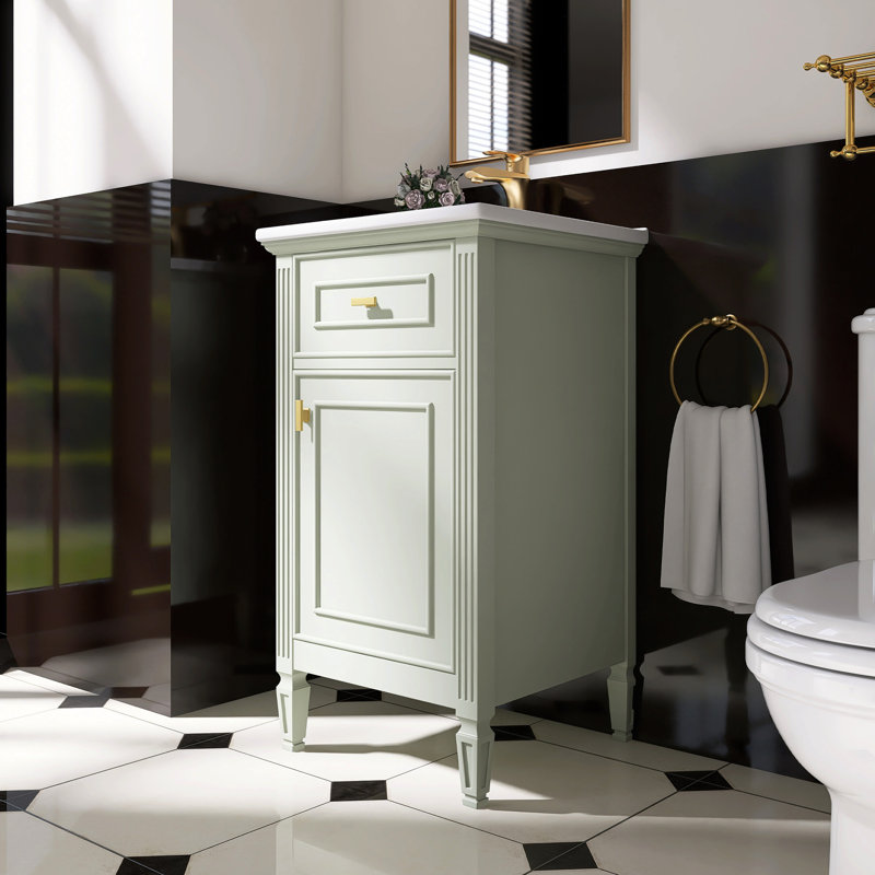 Meuble-lavabo moderne autoportant avec évier, Vert