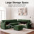 102" Modular Sectional Sleeper Sofa With Pull Out Bed/Reclining Backrest/Usb Ports/Table/Led Light/Storage Seat, 8 Seat Large U Shaped Sectional Couch, Tool-Free Assembly-1733639311