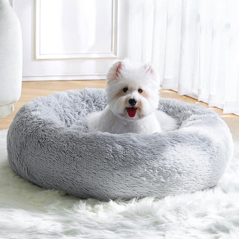 Dog Bed & Cat Bed, Donut Fluffy Anti-Anxiety Round...