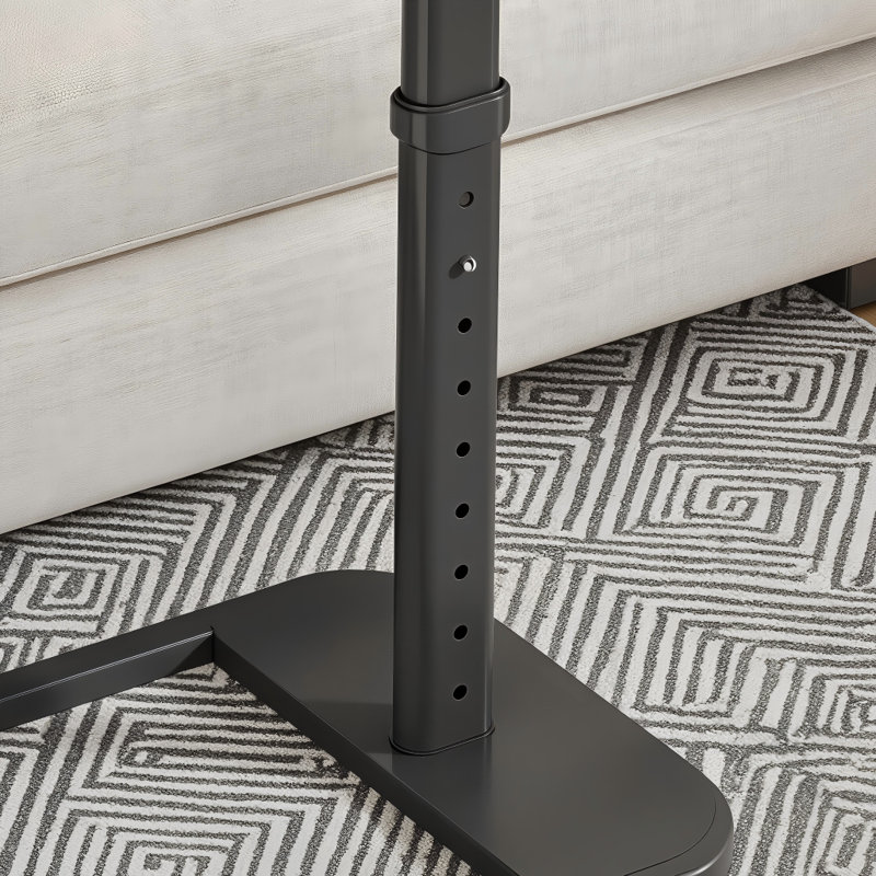 Table-plateau rabattable à hauteur réglable pour téléviseur, table d'appoint en métal en forme de C en coin arrondi, canapé-lit pour la salle à manger et le bureau, convient aux petits espaces.