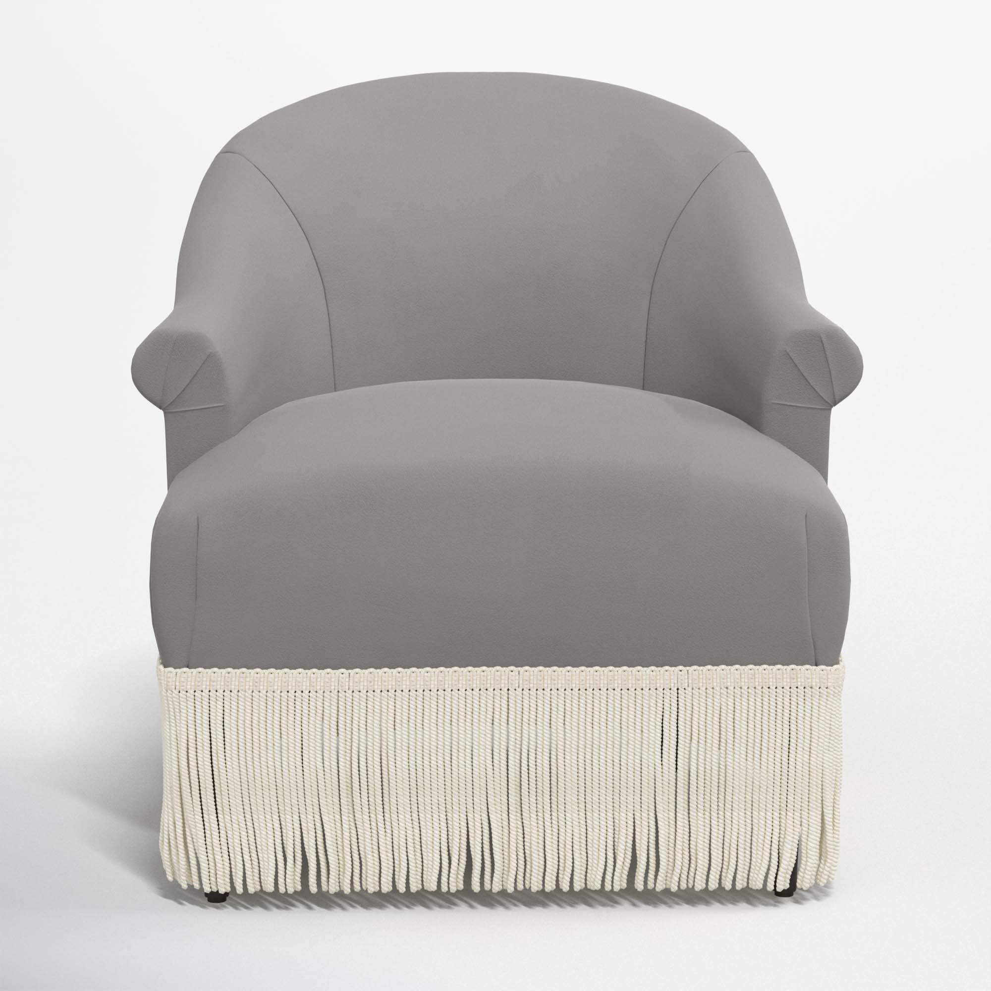 Callie Upholstered Wingback Chair, Classic Otter Performance Velvet, Ivory