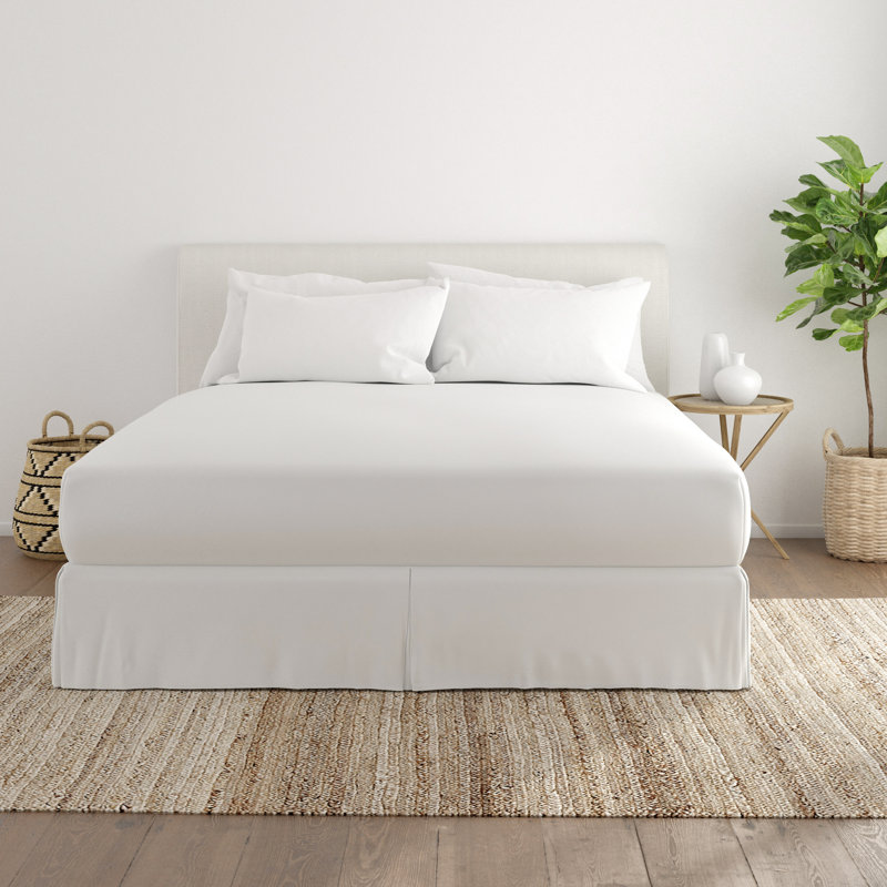 White Queen Cotton Polyester Minimalist Bed Skirt Panel