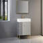 Meuble-lavabo à tablettes ouvertes de 21,6 po avec lavabo en céramique et porte à fermeture en douceur, armoire de rangement à tablettes ouvertes sur le côté gauche-1903853437