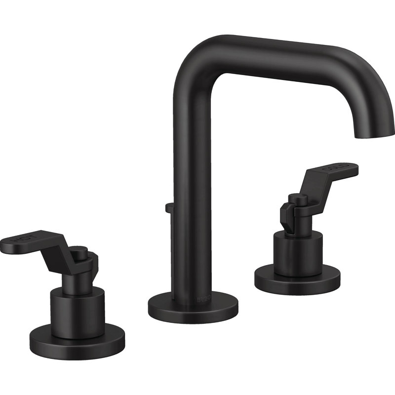 Litze® Widespread Lavatory Faucet With High Spout, Matte Black, Industrial Lever Handle, 1.5 GPM