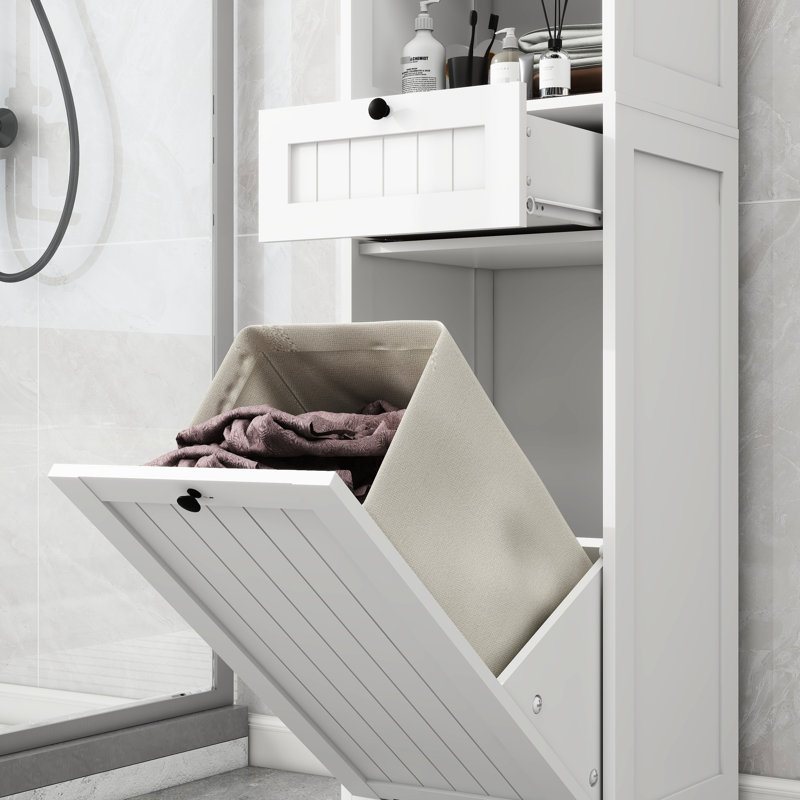 Tilt-Out Laundry Sorter Cabinet In White - One Compartment, Drawer, Built From E1 With Painting For A Convenient Storage Made Strong And Painted Surface Durability