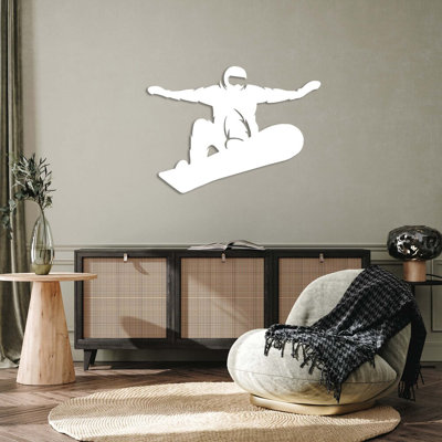 Big Air Snowboarder Metal Wall Art - Snowboarding Extreme Sports Decor - Winter Mountain Action Silhouette - Rustic Outdoor Wall Hanging - Modern Industrial Metal Sculpture - Ski Lodge Home Decor - Dynamic Statement Art Piece