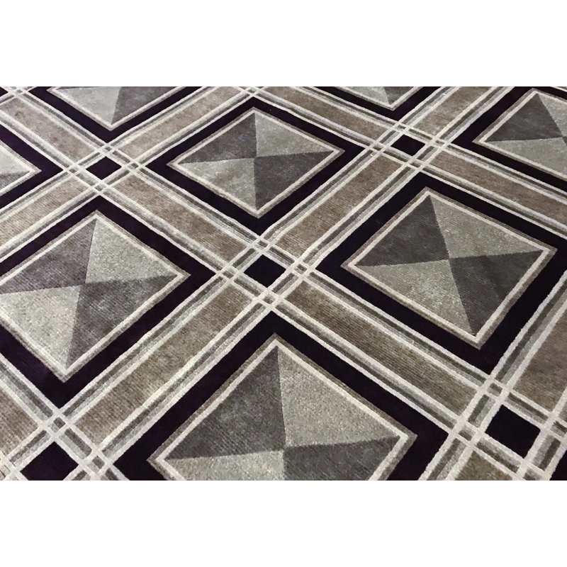 Tapis beige et gris noué à la main de haute qualité