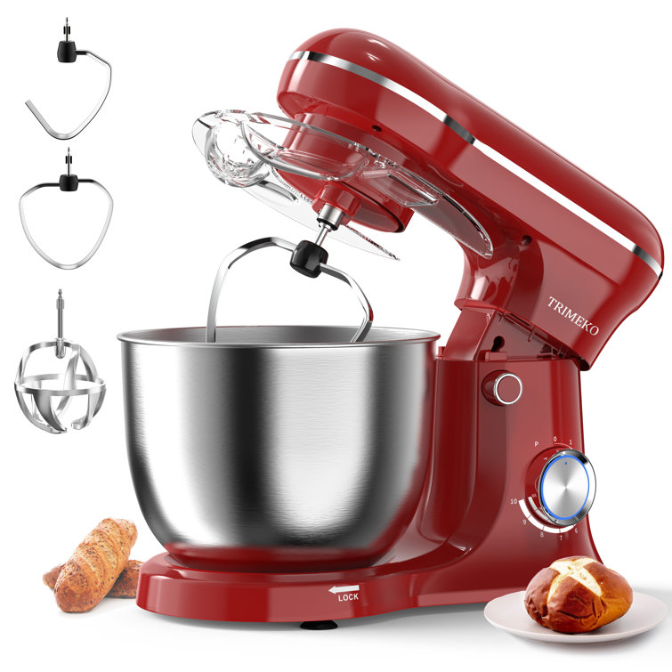 Trimeko New 3-In-1  5.2QT 10-Speed Tilt-Head Food Stand Mixer，Electric Mixer With Bowl, Dough Hook, Whisk And Beater，Kitchen Mixer For Baking, Cake And Most Home Cooks,