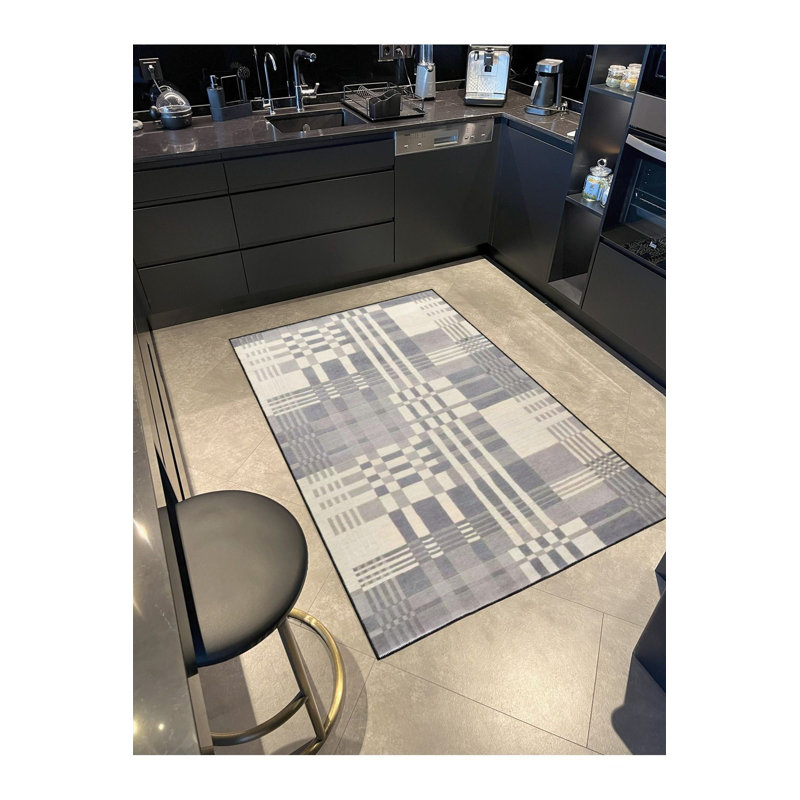 Tapis jaune lavable décoratif coloré moderne, Sous-tapis carré 3 pi 3 po inclus