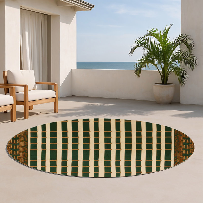 Tapis vert intérieur et extérieur ArtDeco, Rond 5 pi