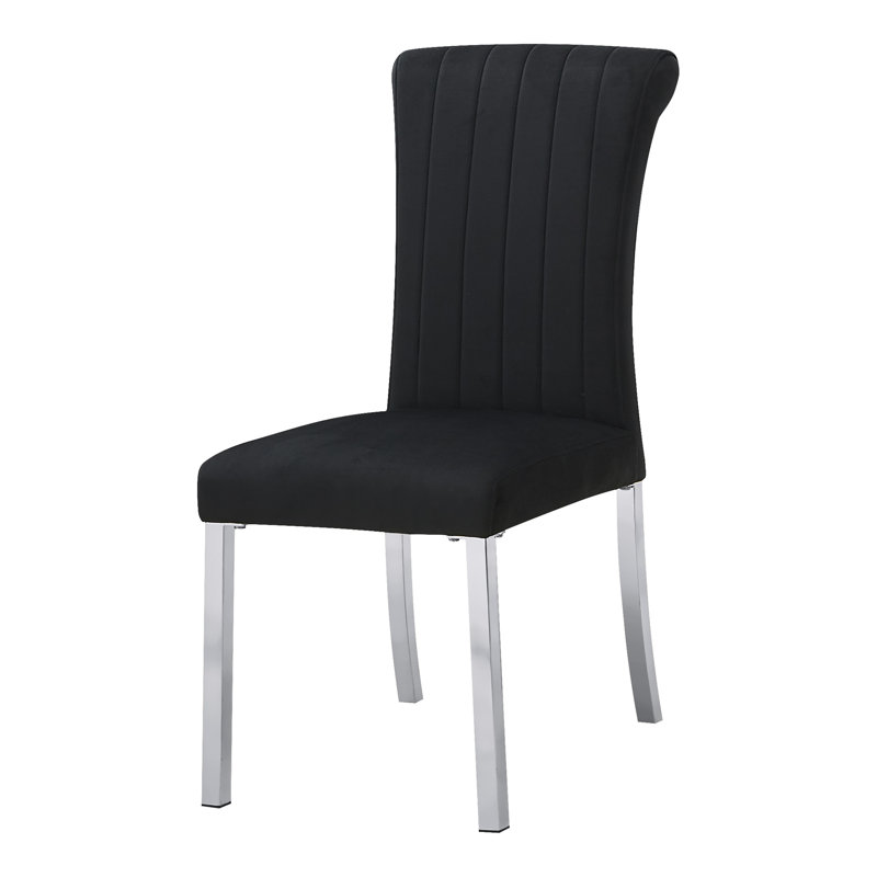 Chaises d'appoint rembourrées Stellas, Noir, Argent argent