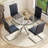 5- Piece Dining Table Set,Glass Top Metal Base Dining Tablewith 4 Faux Leather Dining Chairs-111233761-111233762