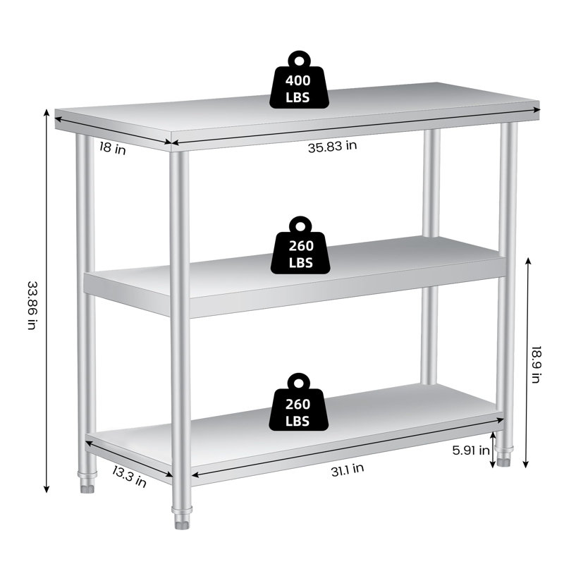 Metal Kitchen Island, 86cm H x 91cm W x 45.8cm D