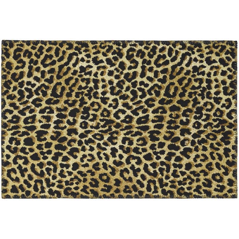 Preciliano Chenille Washable Animal Print Indoor / Outdoor Rug, Rectangle 5' x 7'6"