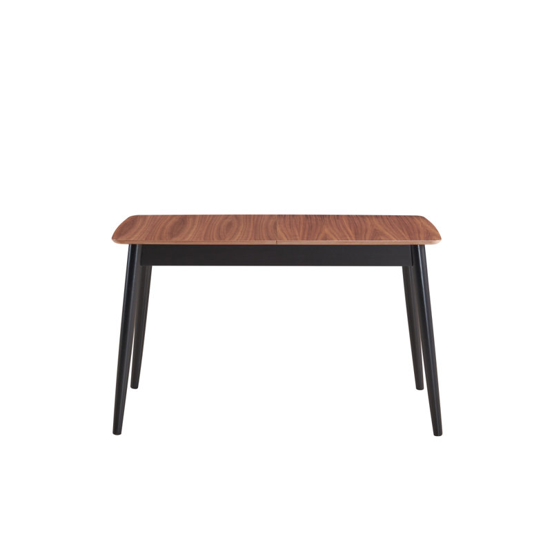 Table de salle à manger à finition naturelle et noire Lanae (rallonge Bufferfly)