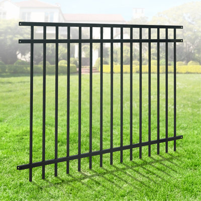 4FT H X 6FT W Heavy Duty Flat Top Fence Barrier Panel, Anti-Rust Metal Fencing Panel