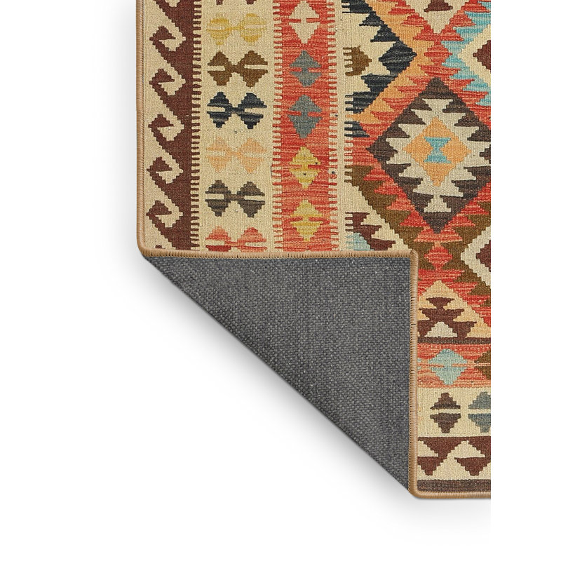 Tapis gris/rouge/crème contemporaine, Rectangle 3 pi x 5 pi